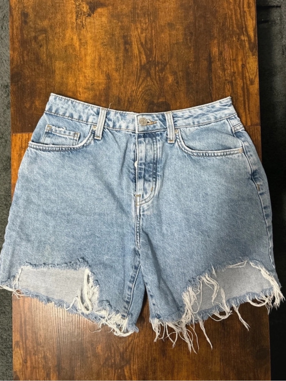 Forever 21 Light Blue Distressed Denim Cutoff Shorts